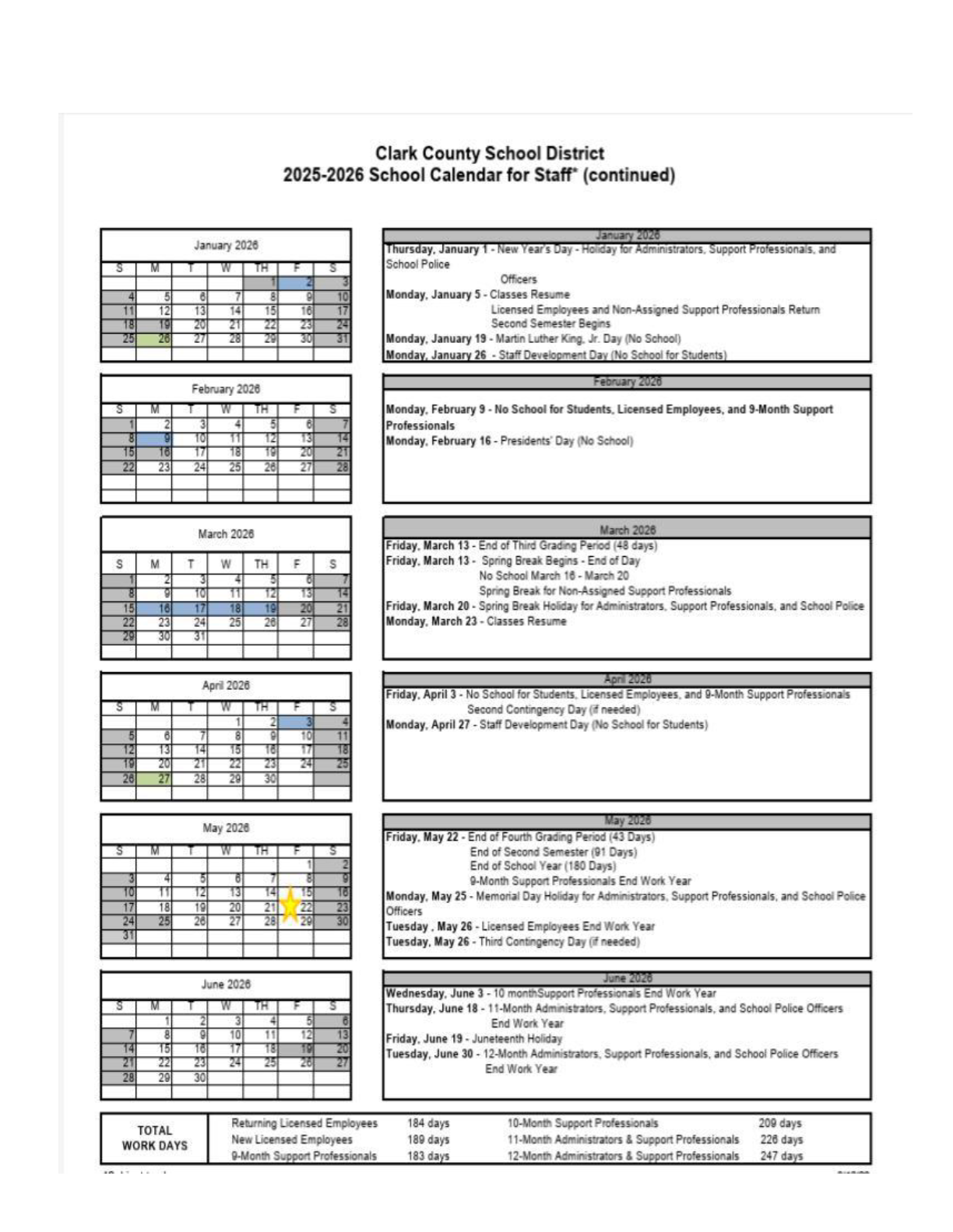 Winter break calendar