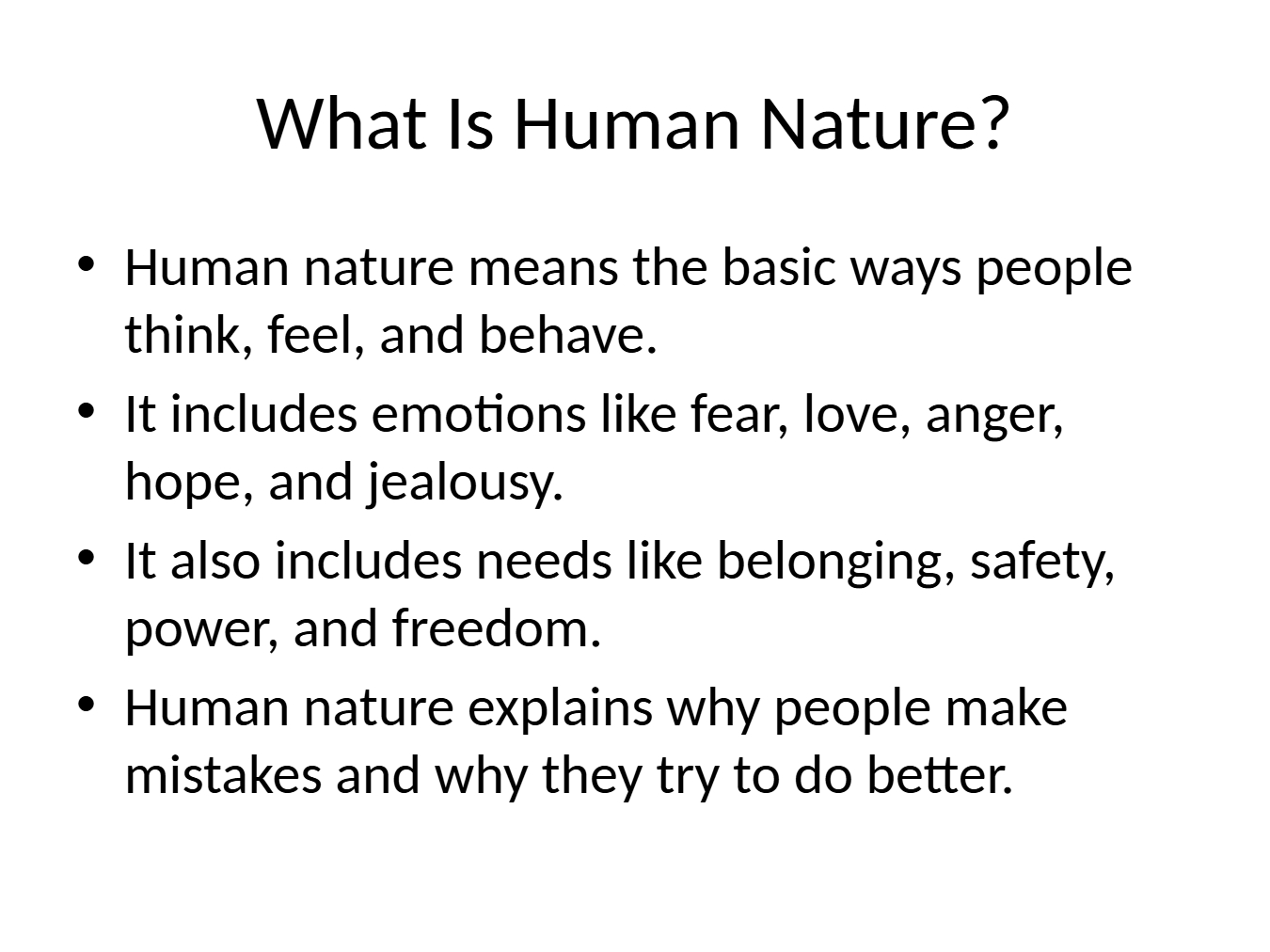 What is Human Nature Lesson