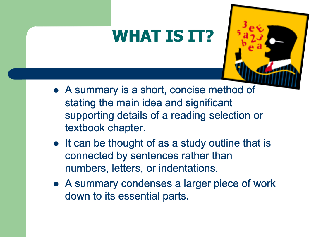 Summary writing Lesson