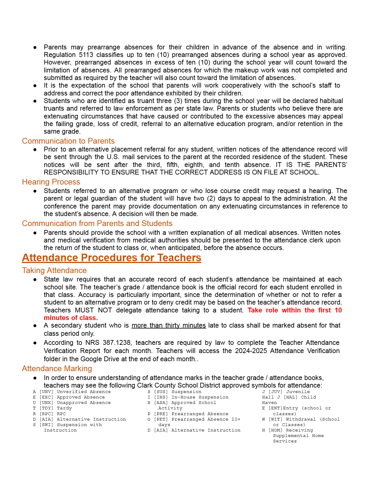 School Attendance Regulation